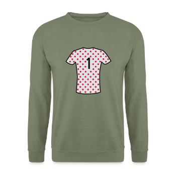 Rot gepunktetes Trikot - Unisex Pullover - Armeegrün - Vorne - Alina (178cm) & Michal (187cm)