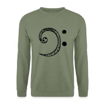 Bass Schlüssel - Unisex Pullover - Armeegrün - Vorne - Alina (178cm) & Michal (187cm)