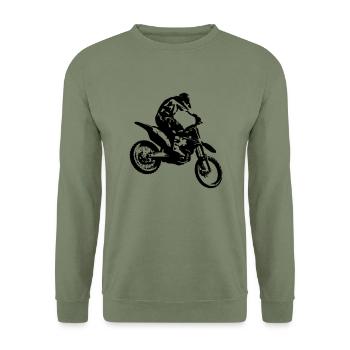 Enduro Motocross Motorrad Shirt - Unisex Pullover - Armeegrün - Vorne - Alina (178cm) & Michal (187cm)