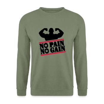 pain_bodybuilding_f2 - Sweat-shirt Unisexe - vert militaire - Devant - Alina (178cm) & Michal (187cm)