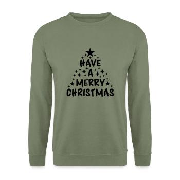 sapin étoiles design cool avoir un joyeux c - Sweat-shirt Unisexe - vert militaire - Devant - Alina (178cm) & Michal (187cm)