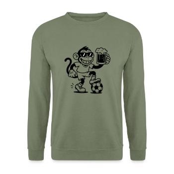 Bier Affe Fussball - Unisex Pullover - Armeegrün - Vorne - Alina (178cm) & Michal (187cm)