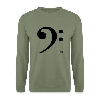Baßschlüssel - Unisex Pullover - Armeegrün - Vorne - Alina (178cm) & Michal (187cm)