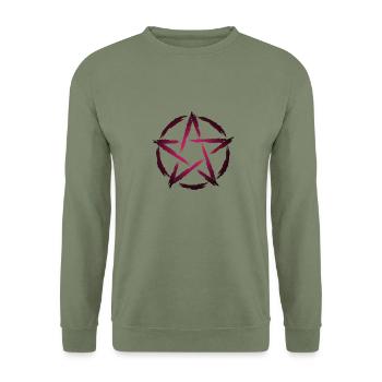 Pentagram symbol - Unisex Sweatshirt - army green - Front - Alina (178cm) & Michal (187cm)