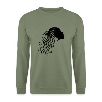 Femme cheveux - Sweat-shirt Unisexe - vert militaire - Devant - Alina (178cm) & Michal (187cm)