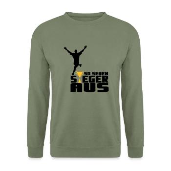 So sehen Sieger aus - Unisex Pullover - Armeegrün - Vorne - Alina (178cm) & Michal (187cm)