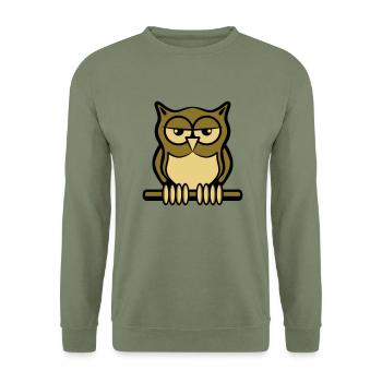 Eule Vogel wald natur - Unisex Pullover - Armeegrün - Vorne - Alina (178cm) & Michal (187cm)