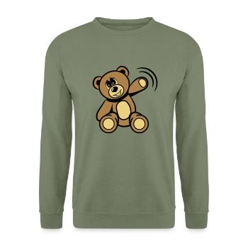 Bär winken süss - Unisex Pullover - Armeegrün - Vorne - Alina (178cm) & Michal (187cm)