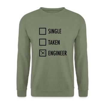 Single - Taken - Engineer - Unisex Pullover - Armeegrün - Vorne - Alina (178cm) & Michal (187cm)