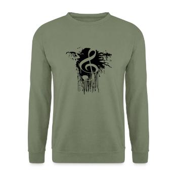 Notenschluessel Farbfleck - Unisex Pullover - Armeegrün - Vorne - Alina (178cm) & Michal (187cm)