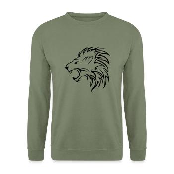 lion_01 - Unisex Pullover - Armeegrün - Vorne - Alina (178cm) & Michal (187cm)
