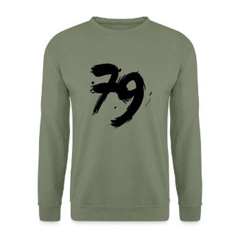 79 design zahl - z10 - Unisex Pullover - Armeegrün - Vorne - Alina (178cm) & Michal (187cm)