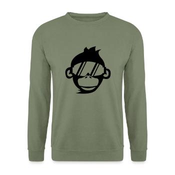 affe_skibrille_01 - Unisex Pullover - Armeegrün - Vorne - Alina (178cm) & Michal (187cm)