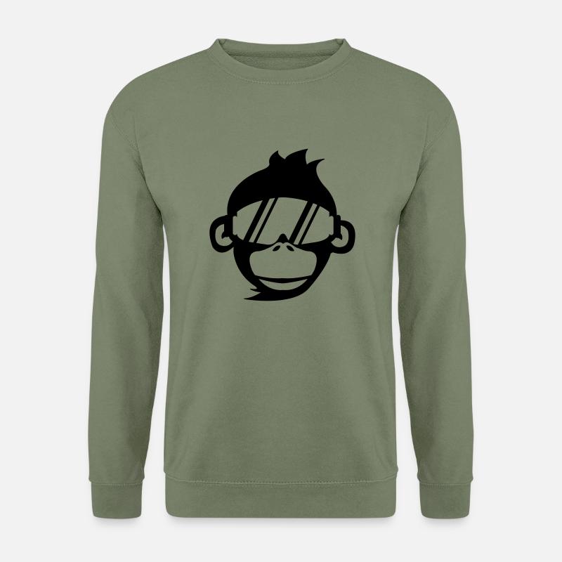 affe_skibrille_01 - Unisex Pullover - Armeegrün