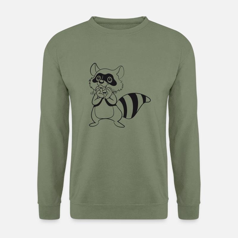 Waschbär lachen lächeln - Unisex Pullover - Armeegrün