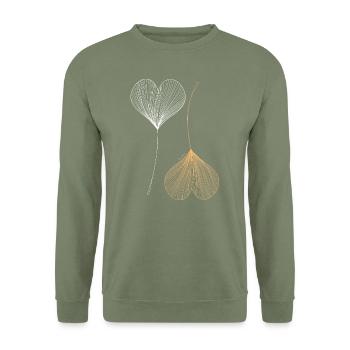 Pétale de fleur de cœur - Sweat-shirt Unisexe - vert militaire - Devant - Alina (178cm) & Michal (187cm)