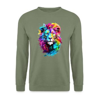 Painted Lion - Unisex Sweatshirt - army green - Front - Alina (178cm) & Michal (187cm)