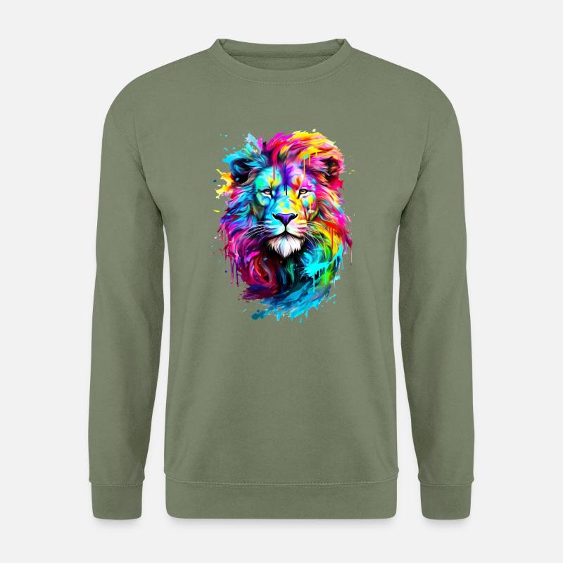 Bemalter Löwe - Unisex Pullover - Armeegrün
