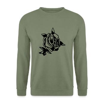 ROSE - Unisex Pullover - Armeegrün - Vorne - Alina (178cm) & Michal (187cm)