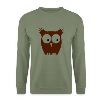 eule braun - Unisex Pullover - Armeegrün - Vorne - Alina (178cm) & Michal (187cm)