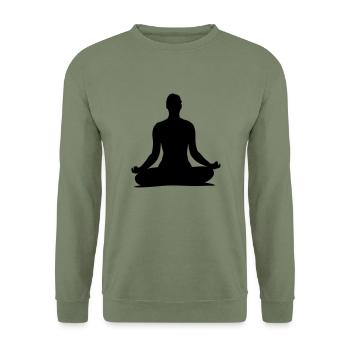 yoga___f1 - Unisex Pullover - Armeegrün - Vorne - Alina (178cm) & Michal (187cm)