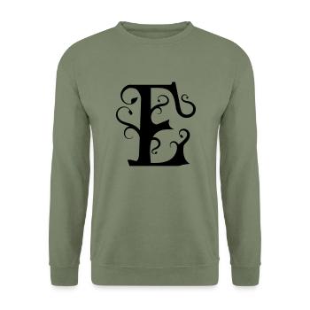 Monogramm Letter E - Unisex Pullover - Armeegrün - Vorne - Alina (178cm) & Michal (187cm)