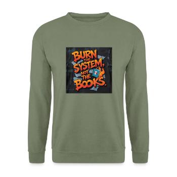 Feuriger Graffiti-Protest - Unisex Pullover - Armeegrün - Vorne - Alina (178cm) & Michal (187cm)