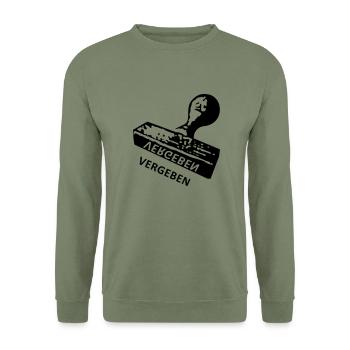 Vergeben - Stempel - Unisex Pullover - Armeegrün - Vorne - Alina (178cm) & Michal (187cm)