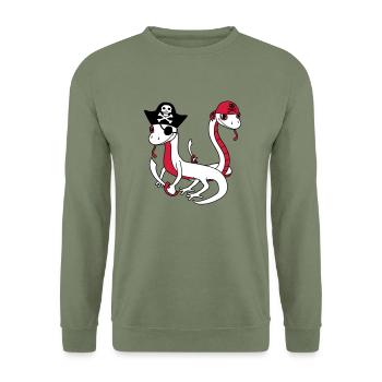 crew freunde team party seeraeuber schlange pirat - Unisex Pullover - Armeegrün - Vorne - Alina (178cm) & Michal (187cm)
