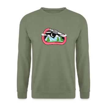 Carabine montagne montagne cadeau alpiniste - Sweat-shirt Unisexe - vert militaire - Devant - Alina (178cm) & Michal (187cm)