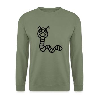 Ver de terre vilain - ligne - Sweat-shirt Unisexe - vert militaire - Devant - Alina (178cm) & Michal (187cm)