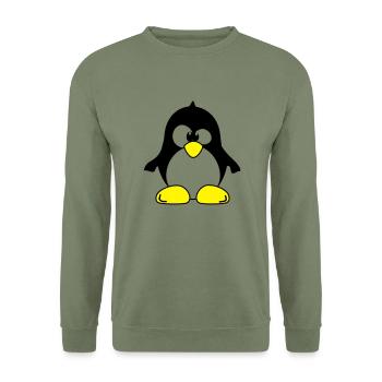 pinguin pingui - Unisex Pullover - Armeegrün - Vorne - Alina (178cm) & Michal (187cm)