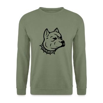 pit_dog_c1 - Unisex Pullover - Armeegrün - Vorne - Alina (178cm) & Michal (187cm)