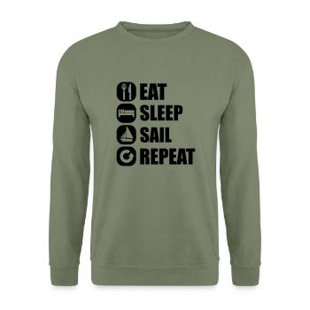 eat_sleep_sail_repeat_12_1f - Sweat-shirt Unisexe - vert militaire - Devant - Alina (178cm) & Michal (187cm)