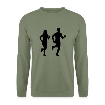 Sport - Jogger Mann Frau - Unisex Pullover - Armeegrün - Vorne - Alina (178cm) & Michal (187cm)