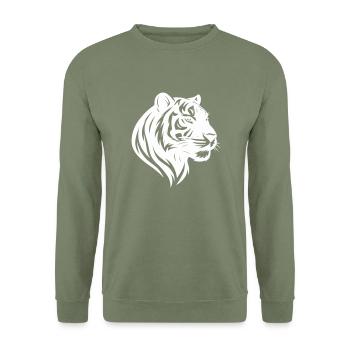 Tiger Head Tribal - Unisex Sweatshirt - army green - Front - Alina (178cm) & Michal (187cm)