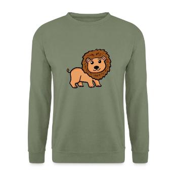Lion doux pour enfants - Lion doux pour bébés - Sweat-shirt Unisexe - vert militaire - Devant - Alina (178cm) & Michal (187cm)