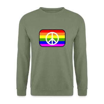 Peace sign on LGBT rainbow flag - Unisex Sweatshirt - army green - Front - Alina (178cm) & Michal (187cm)