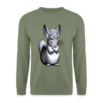 Chinchilla Chinchillas Chinchillabesitzer Nagetier - Unisex Pullover - Armeegrün - Vorne - Alina (178cm) & Michal (187cm)