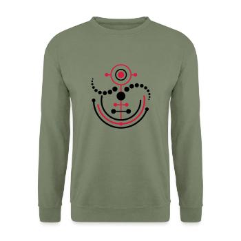 Kornkreis 8 | crop circle - Unisex Pullover - Armeegrün - Vorne - Alina (178cm) & Michal (187cm)