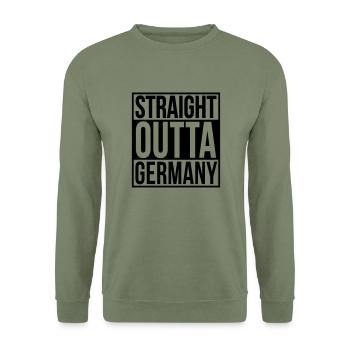 Straight Outta Germany Hip Hop Rap Statement - Unisex Pullover - Armeegrün - Vorne - Alina (178cm) & Michal (187cm)