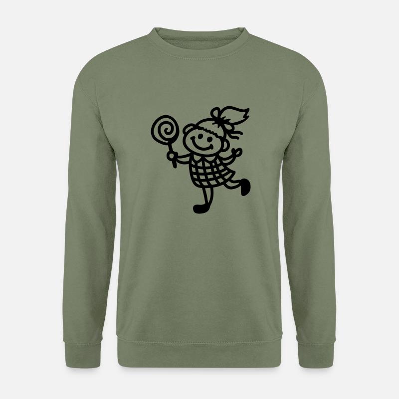 Mädchen mit Lolli - line - Unisex Pullover - Armeegrün