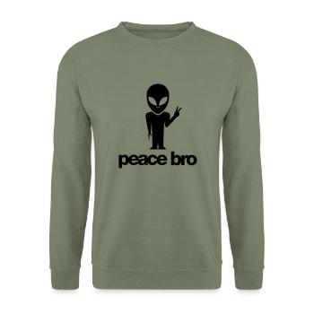 Peace bro alien - Unisex Pullover - Armeegrün - Vorne - Alina (178cm) & Michal (187cm)