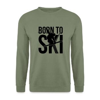 born to ski 04 freestyle - Unisex Sweatshirt - army green - Front - Alina (178cm) & Michal (187cm)