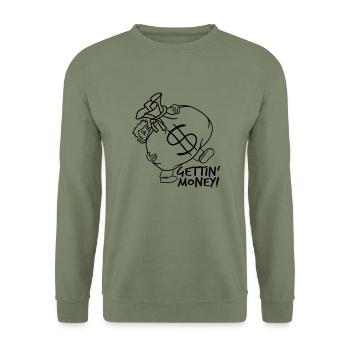 dollar gettin money tragen schwer symbol zeichen g - Unisex Pullover - Armeegrün - Vorne - Alina (178cm) & Michal (187cm)