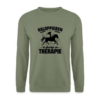 Galloping is cheaper than therapy - Unisex Sweatshirt - army green - Front - Alina (178cm) & Michal (187cm)