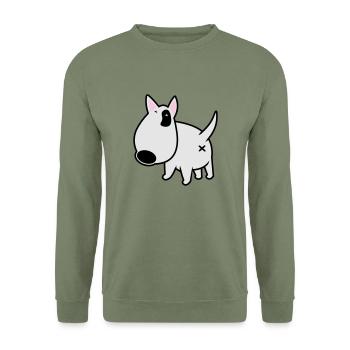 bully_illu_backside_3c - Unisex Pullover - Armeegrün - Vorne - Alina (178cm) & Michal (187cm)