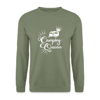 Camping Queen Caravan - Unisex Sweatshirt - army green - Front - Alina (178cm) & Michal (187cm)