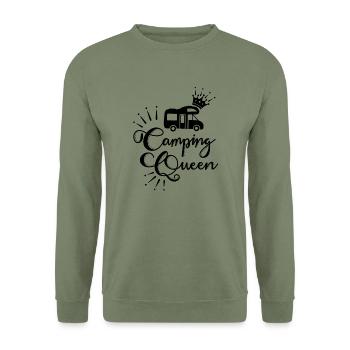 Camping schwarz Wohnmobil - Unisex Pullover - Armeegrün - Vorne - Alina (178cm) & Michal (187cm)