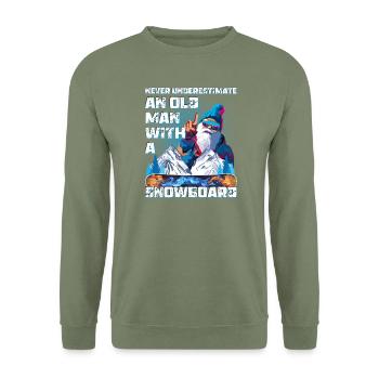 Never underestimate an old Man with a Snowboard - Unisex Sweatshirt - army green - Front - Alina (178cm) & Michal (187cm)